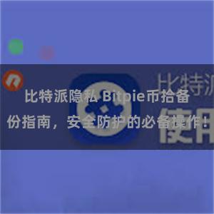 比特派隐私 Bitpie币拾备份指南，安全防护的必备操作！